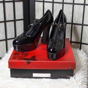Demonia Dolly-50 Black Patent Leather Heels